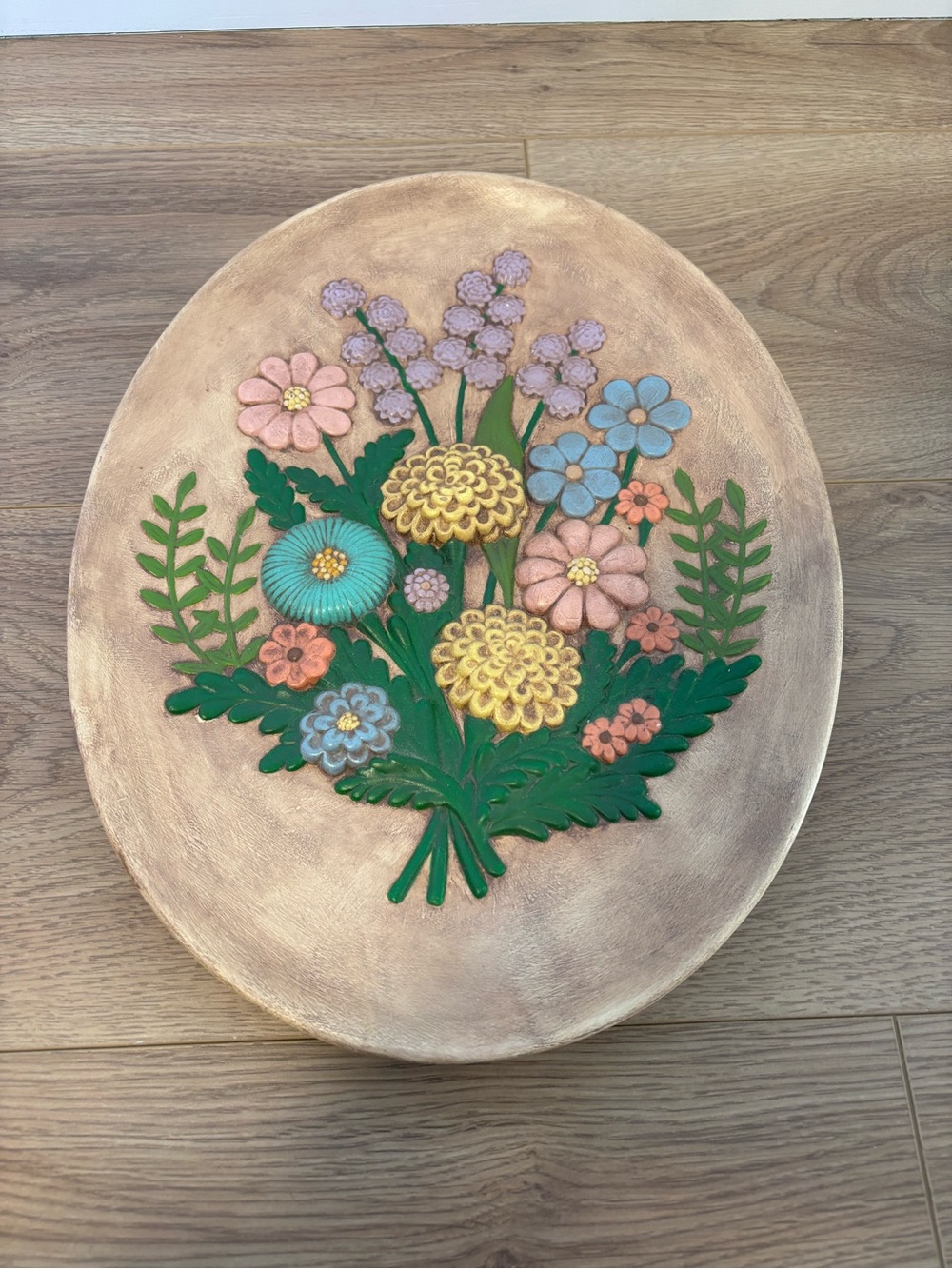 Vintage Mid-Century Modern Floral Relief Wall Plaque Ceramic Art - Picture 5 of 8